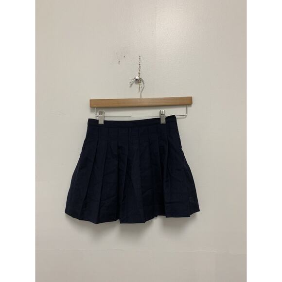 NWT Burberry Kids Navy Blue Pleated Wool Skirt Size 8